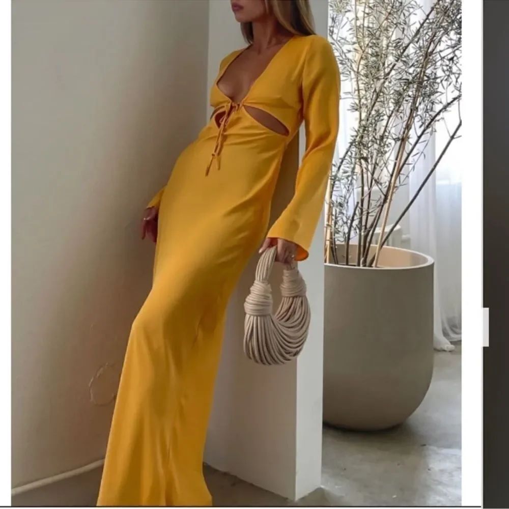 Revolve Rumored High Hopes Maxi Dress Golden Hour Yellow
